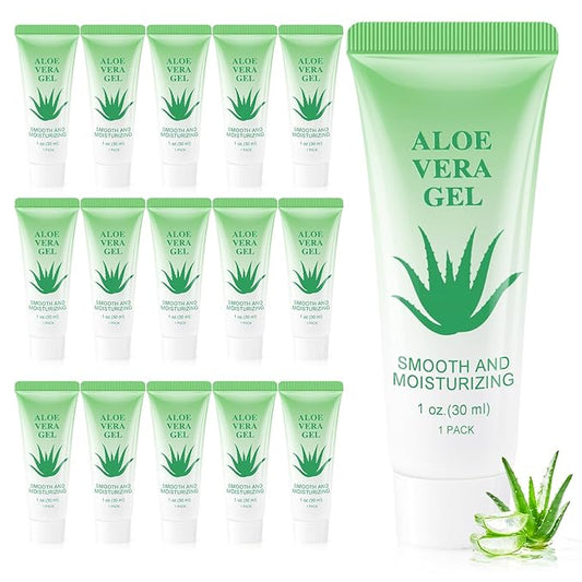 Travel Size Aloe Vera Gel Bulk Mini Natural Organic Aloe Vera Lotion, Individually Wrapped Moisturizer Soothing After Sun Aloe Cream for Face Body Skin Care Outdoor Vacation 1 Fl Oz (Pack of 30)