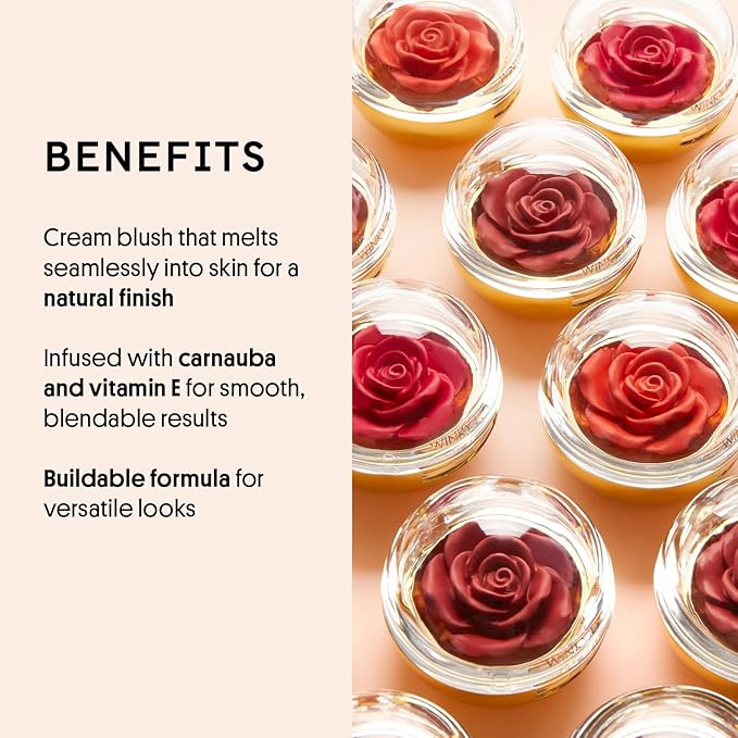 Winky Lux Cheeky Rose Cream Blush – High Pigment, Weightless Color for Cheeks, Effortlessly Blendable Makeup with Vitamin E, Warm Toned Rose, Crown