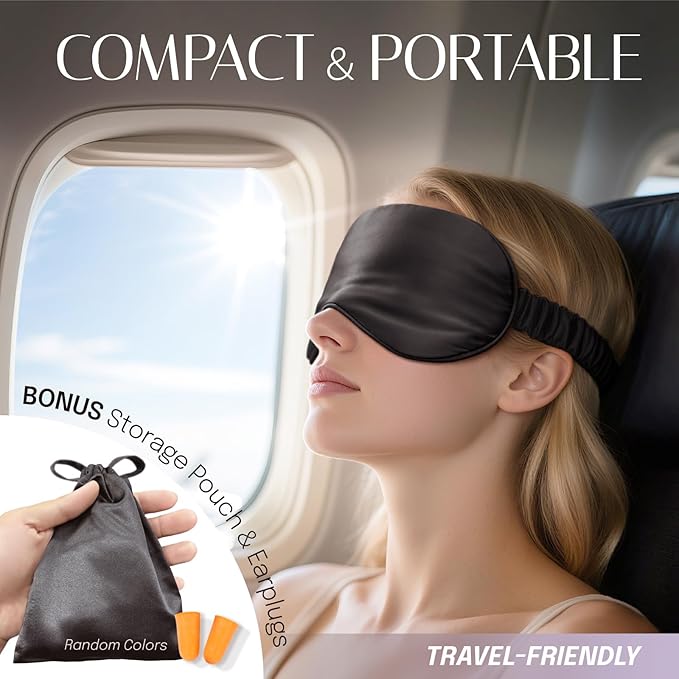 Silk Sleep Mask Eye Mask Blindfold with Double Layer Silk Filling and Elastic Strap for Full Night's Sleep, Travel and Nap, Eye Cover Eyeshade with Luxury Bag and Ear Plugs by OLESILK (Dark Pink)