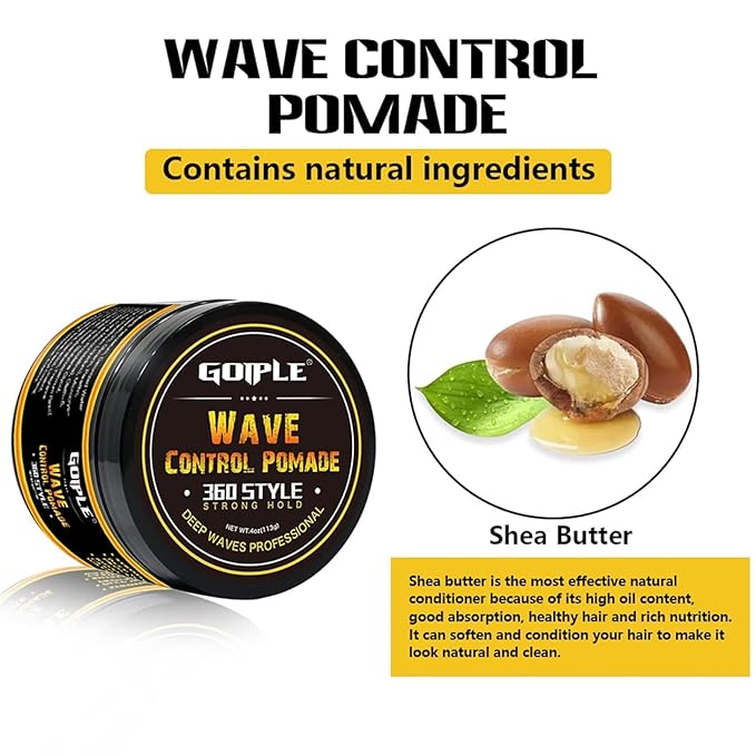 Silky Durags for Men Wave Pomade Strong Hold Easy Wash 360 Wave Training Hair Cream, Waves Grease for Men Promotes Layered Waves Silky Satin Durag Extra Long Tails Wave Brushe Silky Durag Wave Cap Set