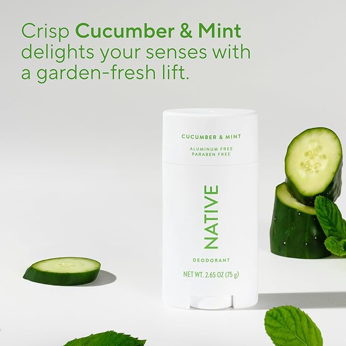 Native Deodorant Contains Naturally Derived Ingredients, 72 Hour Odor Control | Deodorant for Women and Men, Aluminum Free with Baking Soda, Coconut Oil and Shea Butter | Cucumber & Mint