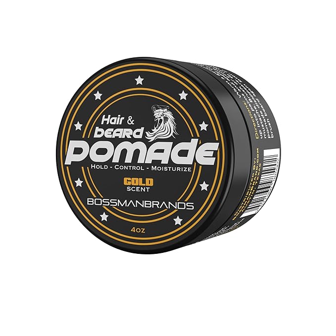 Bossman Hair & Beard Pomade for Men (Gold Scent) – Medium Hold & Moisturizing for Hair, Beard & Mustache Styling – Made in USA