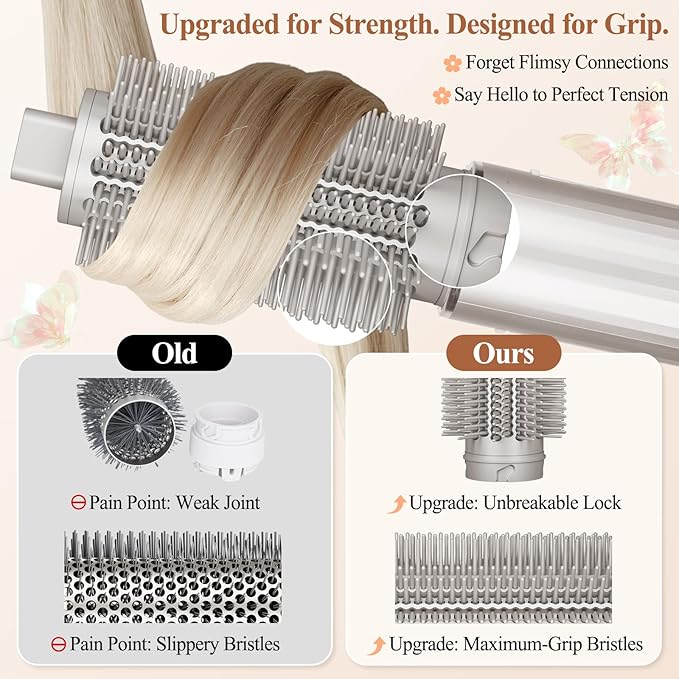 Upgraded Round Volumizing Brush for Shark Flex Style Attachment, Round Brush Compatible with Shark Flexstyle, Optimized Bristles for Smooth Styling Adds Volume Curls for All Hair Types