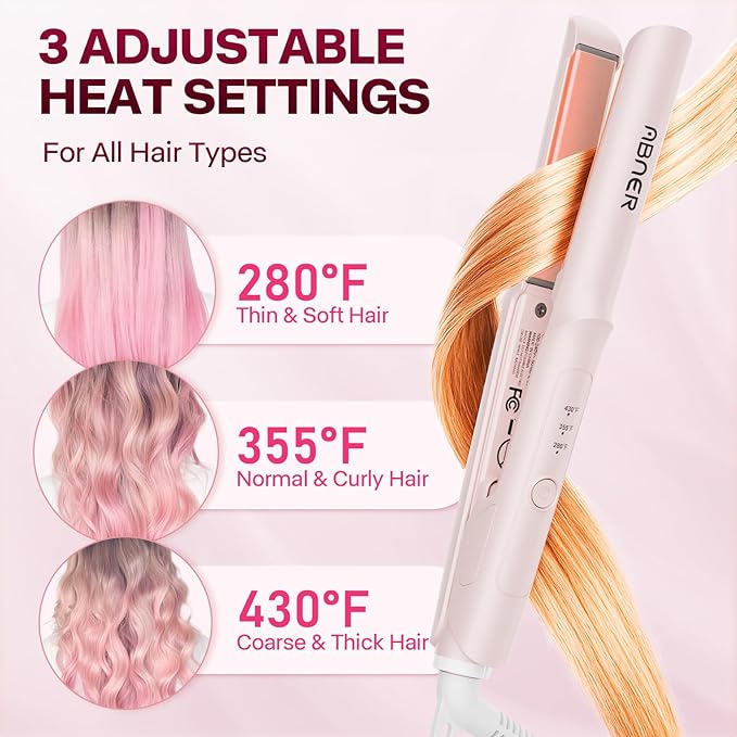 ABNER Mini Flat Iron 0.7 Inch Ceramic Hair Straightener, Small Flat Irons for Short Hair, Curls, Bangs - Adjustable Temperature, Travel-Size, Auto Shut Off, Dual Voltage for Women, Men