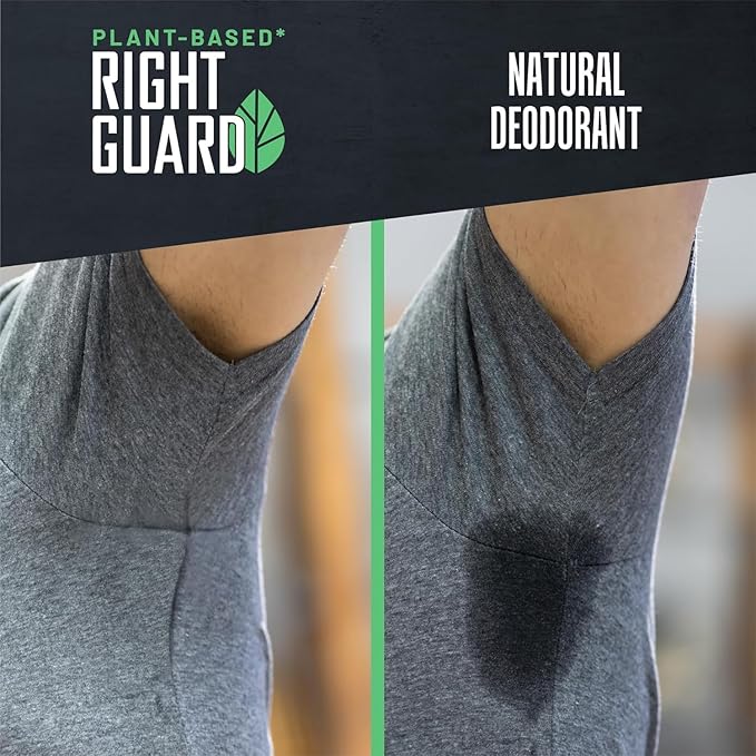 Right Guard Plant-Based Antiperspirant with Aluminum Sweat Blockers Invisible Solid Mens Deodorant, Mountain Fresh Scent, 2X Sweat Protection, 72HR Odor Control, for Sensitive Skin, 2.6 oz, 1pk