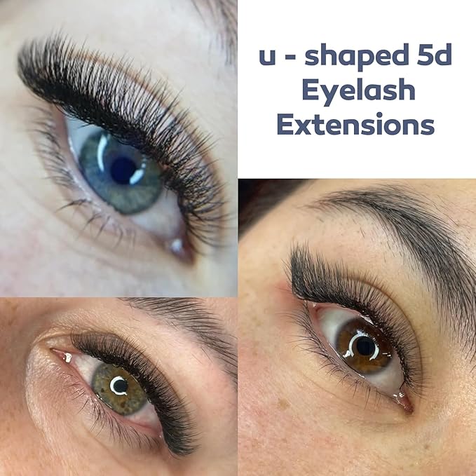 DeceMars 5D U Shaped Eyelash Extensions Easy Fan Russian Volume Crisscross Eyelashes W Lashes Natural Soft Handwoven False Eye Lashes Mesh Wispy Clusters (Matte Black-0.07mm-C, 15mm)