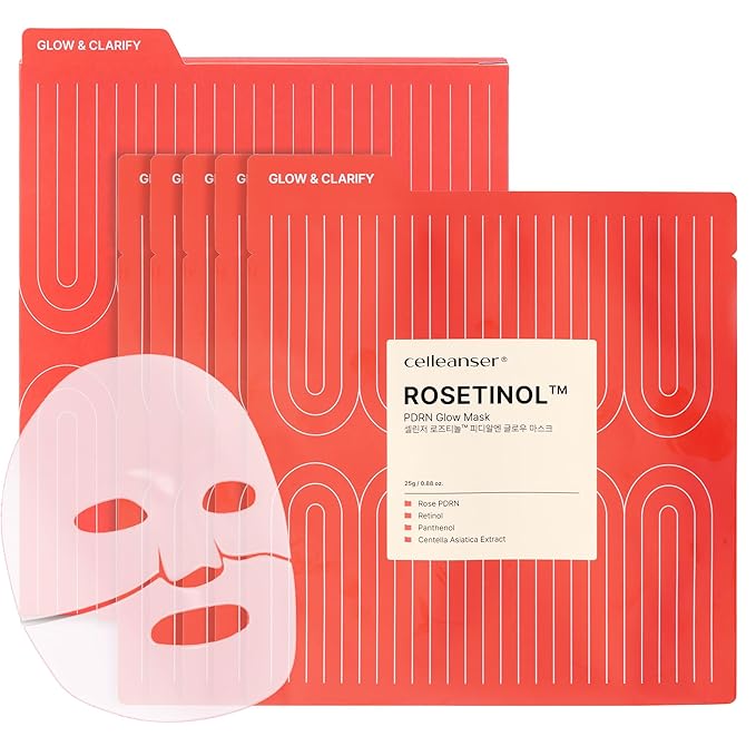 CELLEANSER ROSETINOL™ PDRN Glow Mask – Smooth, Healthy Glow Skin Hydrogel Facial Mask with Rose PDRN & Retinol (25g x 5ea.)