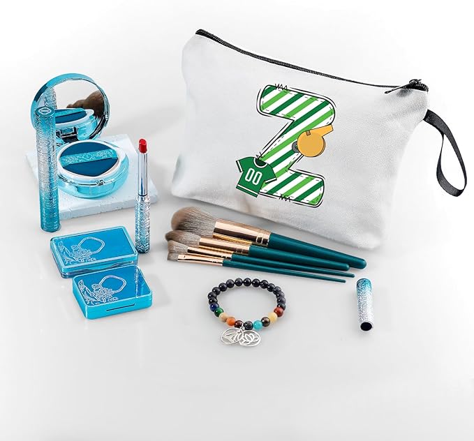 ARIOSEY Football Initial Birthday Graduation Gifts Cosmetic Travel Toiletry Bags Football Accessories Party Favors for Women Girls Daughter Niece Team Coach Friends -Z