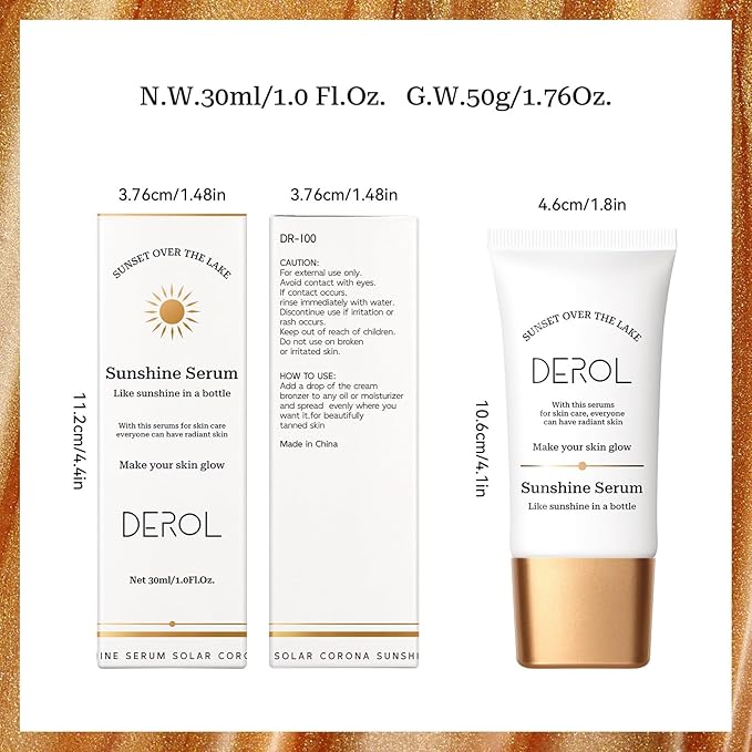 Bronzing Drops, Instant Sunshine Bronzing Drops, Lightweight and Finish(DEEP BRONZE)