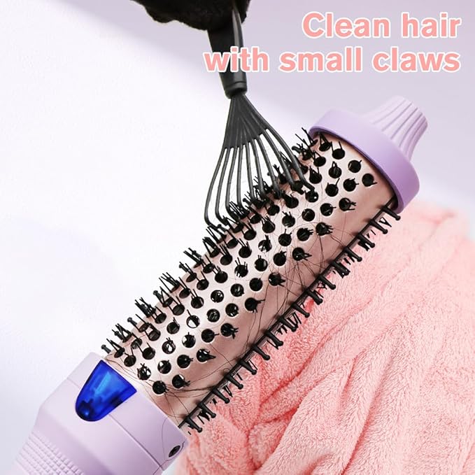 K&K 1.25 Inch Ceramic Tourmaline Ionic Heated Round Brush Curling Brush Creates Blowout Look -Creates Root Volume & Loose Curls Volume Curls Dual Voltage Hair Styling Tool (Purple, 1.25 Inch)