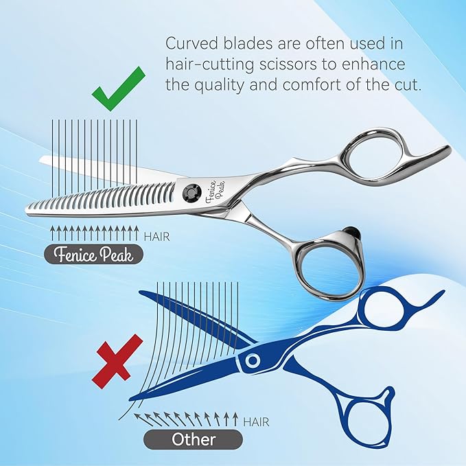 Fenice Peak CNC Professional Hair Thinning Scissors 6.0 Inch Sharp Barber Shears Made of VG10 Japanese Stainless Steel with Adjustment Screw for Salon Hairdressing and Home User
