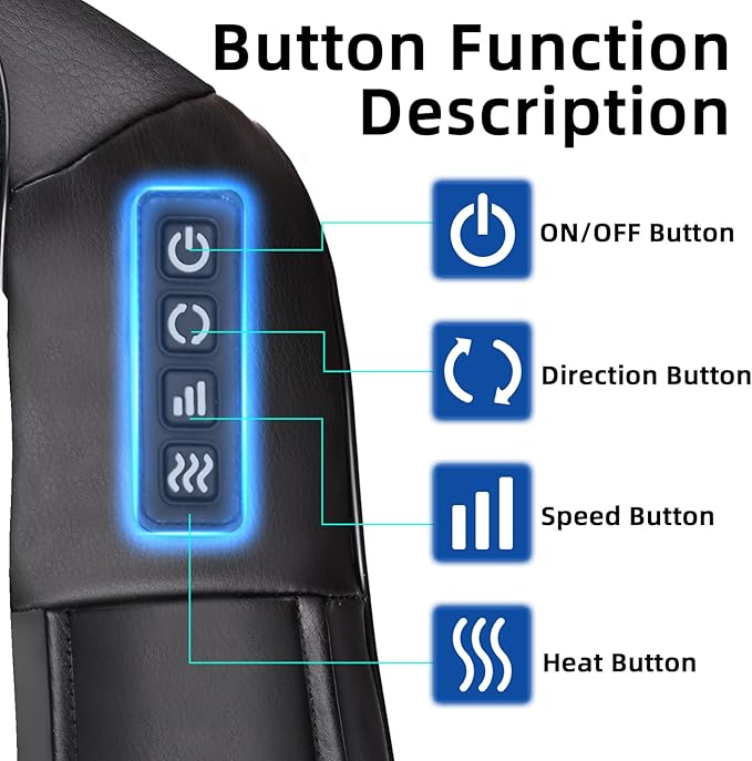Joyset Shiatsu Neck and Back Massager with Heat,Electric Shoulder Massager,3D Kneading Massage with Cloth Cover Easy to Clean Best Gift for Men Women Parents (Black1+Handbag)