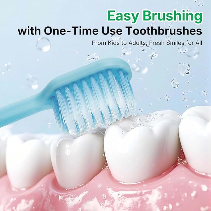 20 Pack Disposable Toothbrushes with Toothpaste, Individually Wrapped, Soft PBT Bristles, Peanut Grip Handle, Fluoride-Free, Bulk Travel Kit for Hotel, Guests, Emergency, Adults & Kids