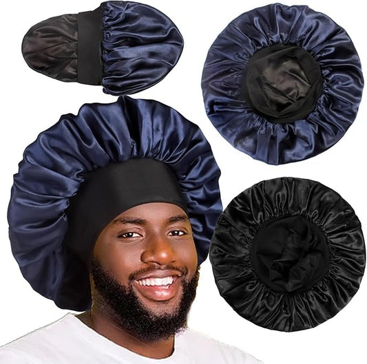 2pcs Bonnets for Men, Double Layer Hair Bonnet Satin Bonnet for Women Curly Hair Braids