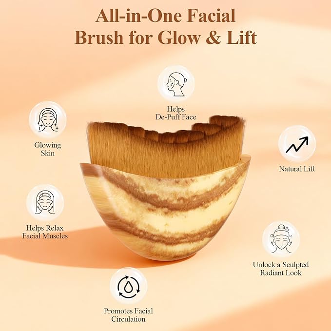 Vepxzory Lymphatic Contour Face Brush, Lymphatic Drainage Massager for Chin & Neck, Sculpting & Lifting Facial Massage Tool, Reduces Puffiness & Restores Definition, Soft Bristles for All Skin Types