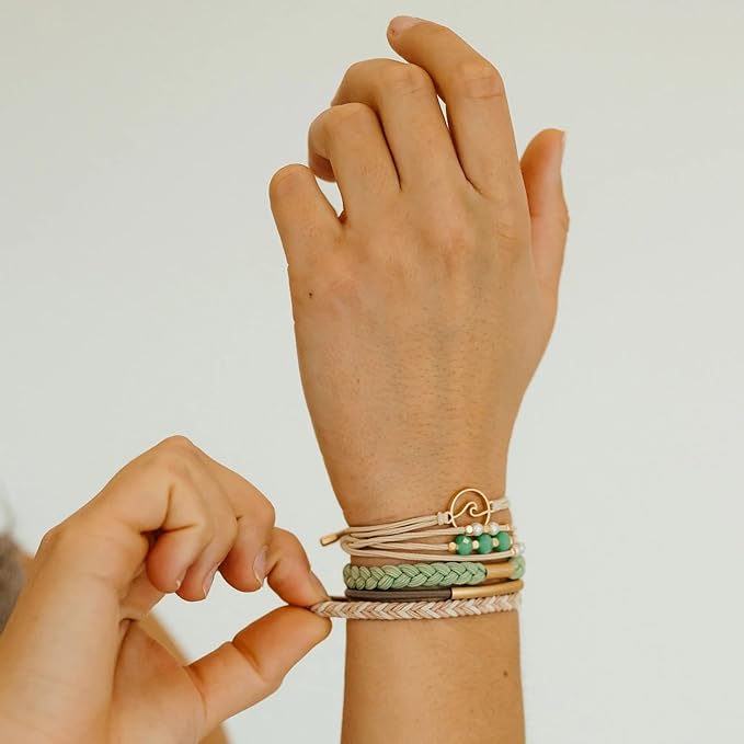 K'lani Reflect Bracelets for Women – Elastic Bracelets and Boho Hair Ties – Cute Hair Ties for Women and Hair Tie Accessories – Stylish Bracelets Boho Style for Hair and Wrist – Set of 5 (Small)