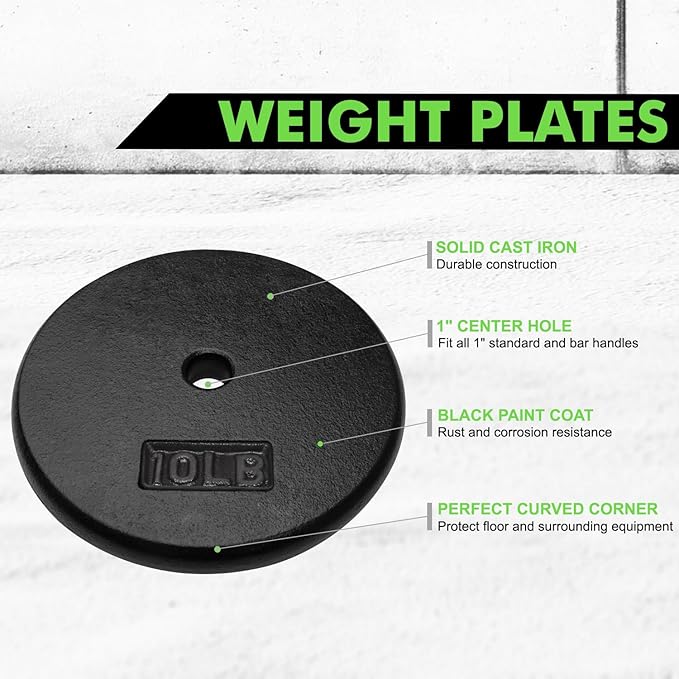 A2ZCARE 1 inch Weight Plates Set 1.25 lbs 20 lbs, 1 inch, 1 inch