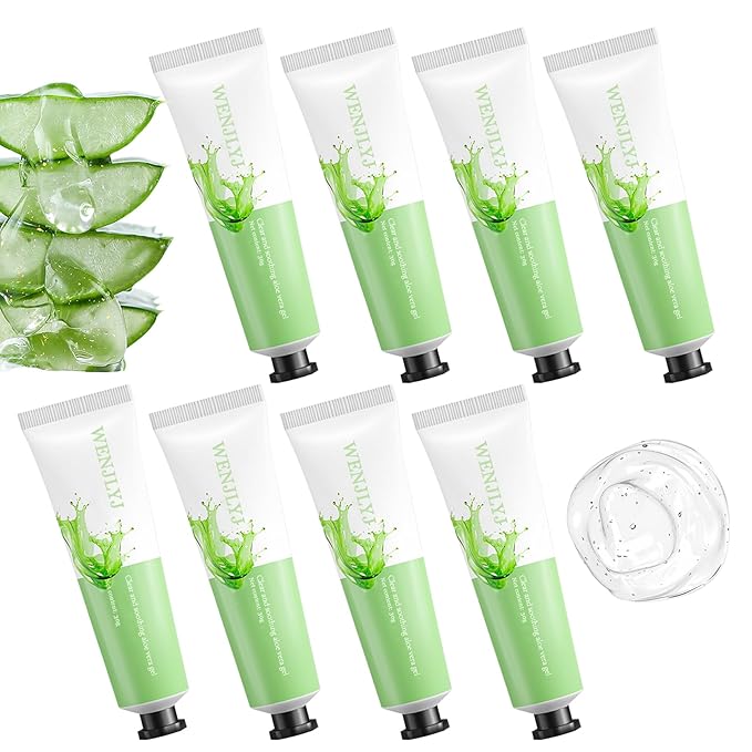 WENJLYJ 8PCS Aloe Vera Gel for Face & Skin,Organic Aloe Vera Gel,Hydrating After Sun Cream for Travel Size,Moisturizing Lotion for Skincare,After Sun Lotion for All Skin Type(A)