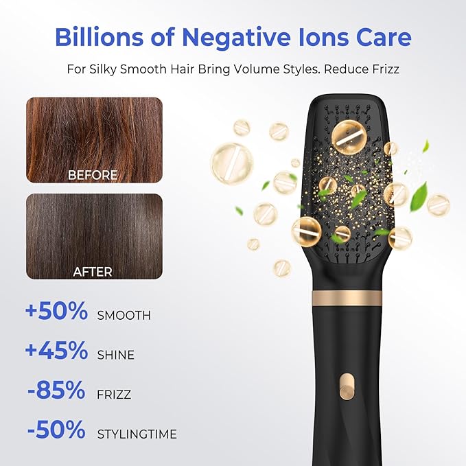 5 in 1 Hair Dryer Brush, Blow Dryer Brush Set with Air Curler Wrap Hair Styler, Negative Ionic Blow Dry Brush, Detachable Hair Tool for Curling, Volumizer,Straightener,Drying