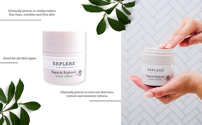 Replere - Repair & Replenish All Natural Moisturizing Night Crème - Reduce wrinkles, Dark Spots & Fine lines -1.7 OZ