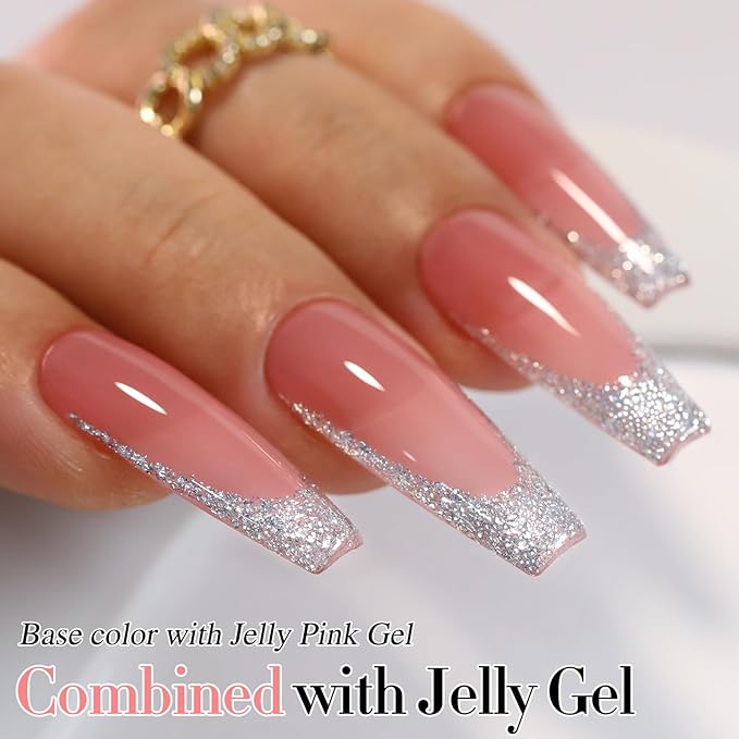Double Rhythm 15ML Silver Glitter Gel Polish Color Reflective Sparkle Soak Off Nail Polish Manicure Salon DIY at Home (Silver-B1125)