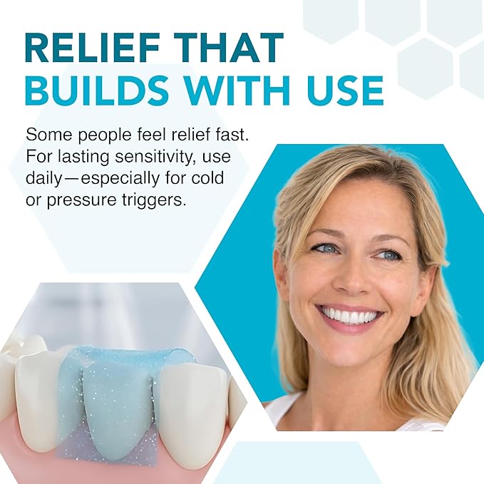 CrystLCare Tooth Sensitivity Treatment for Lasting Relief for Adults & Kids – Sensitive Teeth Dental Strips for Nano Hydroxyapatite Enamel Remineralization & Sensitive Tooth Enamel Repair (14 Count)