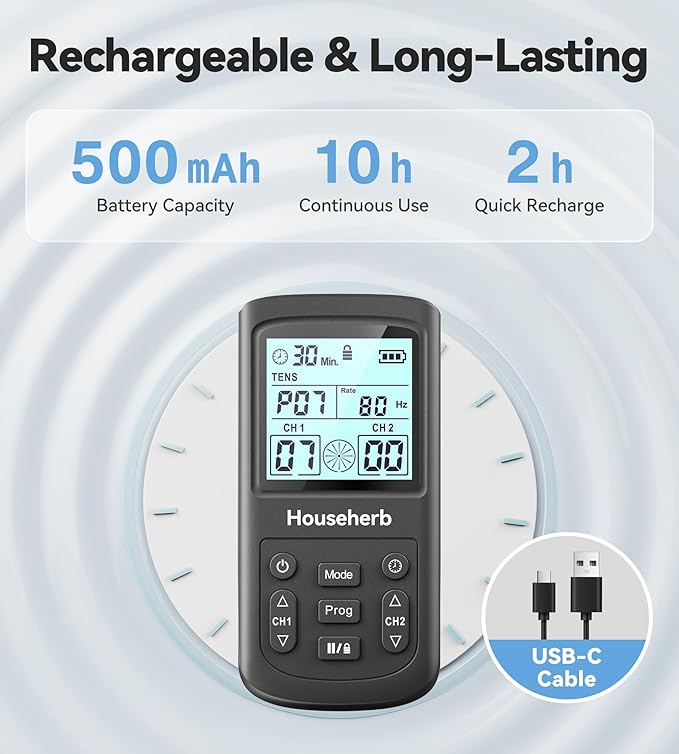TENS Unit Muscle Stimulator for Pain Relief, 3-in-1 EMS TENS Machine with 28 Modes, 40 Intensity Levels, Dual Channel Rechargeable Massager with 8 Pads for Back, Neck, Shoulder, Sciatica