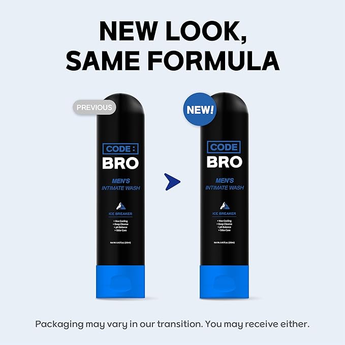 Code Bro Men's Intimate Wash Ice Breaker - Shower Stuff for Men (250ml, 8.45 fl oz)