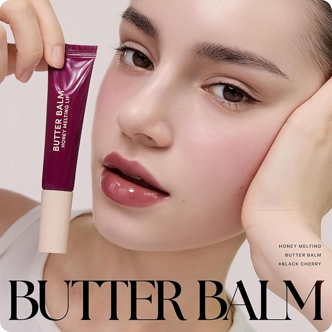 Nature Republic Honey Melting Lip Butter Balm – Moisturizing Tinted Balm with Peptides, for Sheer & Glossy, Smooth & Soft Lips (BLACK CHERRY)