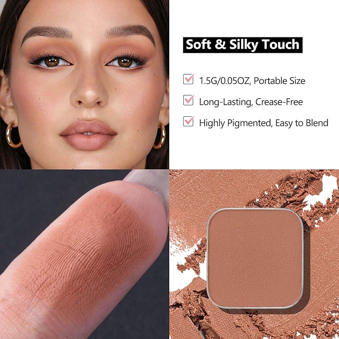 Matte Filler Single Eyeshadow – Soft Muted Rose with Brown Tones, Natural Look, Easy to Blend, Magnetic Pan for Custom Palette Easy to Apply and Remove (Dusty Rose)