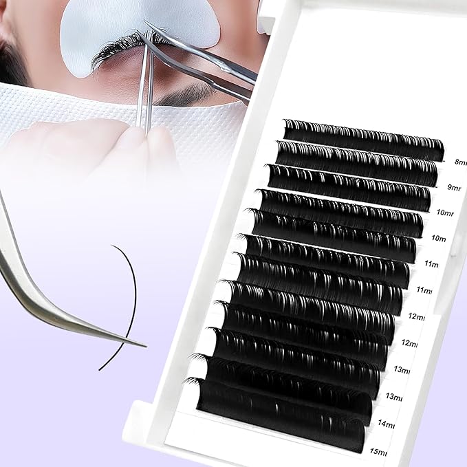 Premium Classic lashes Extensions Matte Black C/D Curl Velvet Lashes Individual 0.07mm thickness Professional Volume Single Root False Eyelashes DIY Supplies at Home 8-15mm Mixed