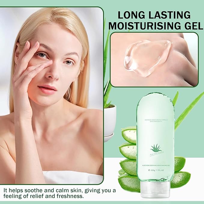 JunKuJK Moisturizing Gel for Face & Body,Non-sticky Gel After Sun Aloe Lotion Skin Care,Fast Absorbing Long Lasting Refreshing Hydrating Face Moisturizer for All Skin Types 03