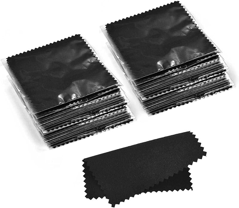 SEVENWELL 50pcs Jewelry Cleaning Cloth Pink Polishing Cloth for Sterling Silver Gold Platinum Small Polish Cloth 8x8cm