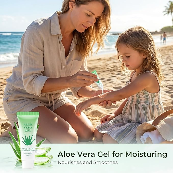 Travel Size Aloe Vera Gel Bulk Mini Natural Organic Aloe Vera Lotion, Individually Wrapped Moisturizer Soothing After Sun Aloe Cream for Face Body Skin Care Outdoor Vacation 1 Fl Oz (Pack of 100)
