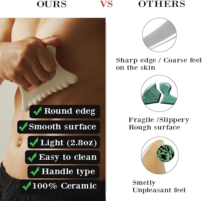 ROSE DE JARDIN Ceramic Gua Sha, Face&Body Guasha, Korean Gausha, Face Lift, Muscle Relief Massage Board, Skin Care Gift for Men Women