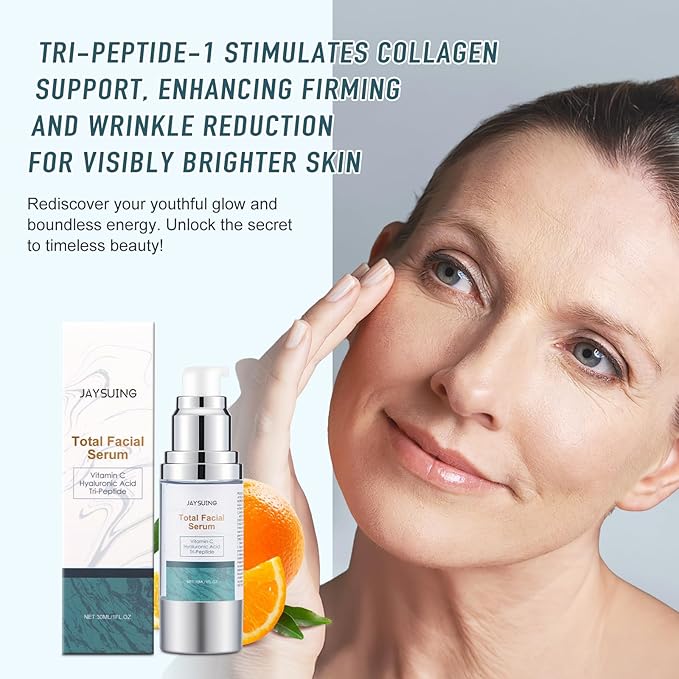 Vitamin C Serum for Face with Hyaluronic Acid & Peptides, Anti Aging Serum to Reduce Wrinkles & Dark Spots, Brightening Treatment for Women & Men, Pack of 2