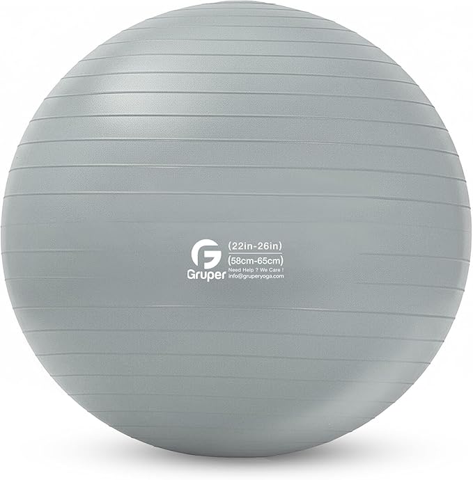 Gruper Yoga and Pilates Ball,4 Sizes Gym Ball for Fitness, Yoga, Workout, Pregnancy and Physical Therapy,Quick Pump Included,Great as Yoga Ball Chair for Office or Home Gym Equipment