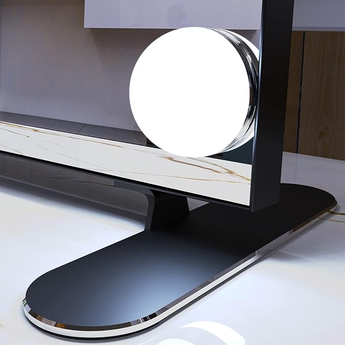 BEAUTME Vanity Mirror with Lights, Lighted Makeup Mirror with 14 Dimmer Bulbs, 2 Color Lighting Mode, Touch Control, Tabletop or Wall Mounted for Bedroom,Dressing Room,Balck 23.6" X 20"