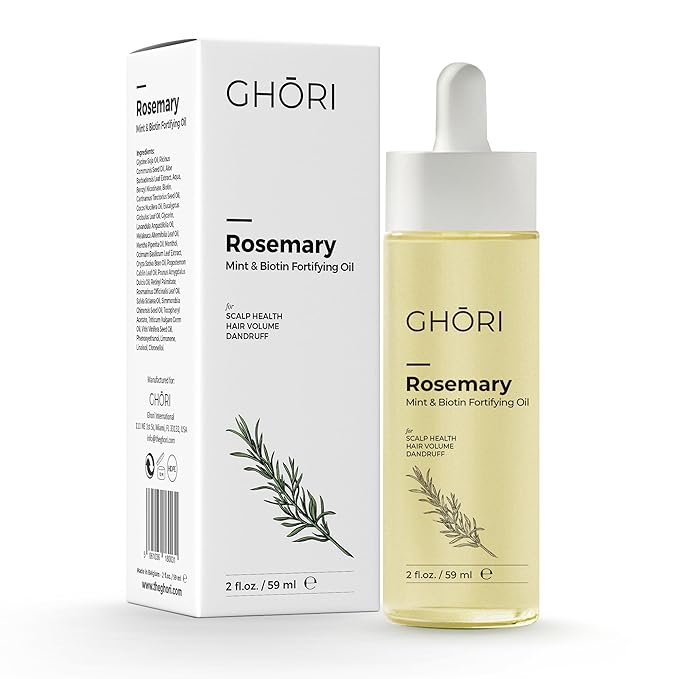 Rosemary, Mint & Biotin Fortifying Hair Oil | Stimulates Hair Growth & Strengthens Follicles| Essential Oils for Healthy Scalp | Fast-Absorbing, Silicone-Free | 2 fl oz (59ml)