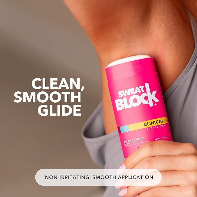 SweatBlock Clinical Strength Deodorant Antiperspirant for Women Coconut and Vanilla Scented 2 Pack 48 Hour Protection Against Sweat and Body Odor Gentle Daily Use Formula for Confidence and Freshness