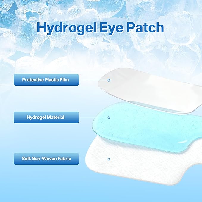 CROUVM Hydrogel Self Cooling Eye Masks, Cold Compress Eye Patches for Puffy Eyes, Fast Relief for Screen Fatigue & Eye Strain, Travel Ready Gel Eye Masks, 10 Pack Individually Wrapped