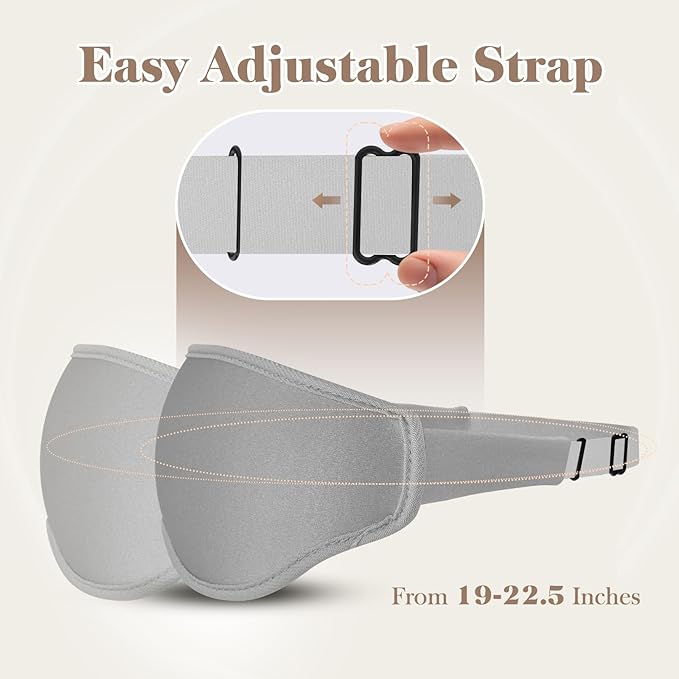 Fygrip 3D Eye Mask Sleep Mask for Men & Women, 100% Pressure-Free & Light Block-Out Eye Mask for Sleep with Easy Adjustable Strap, Night Eye Cover for Travel, Grey