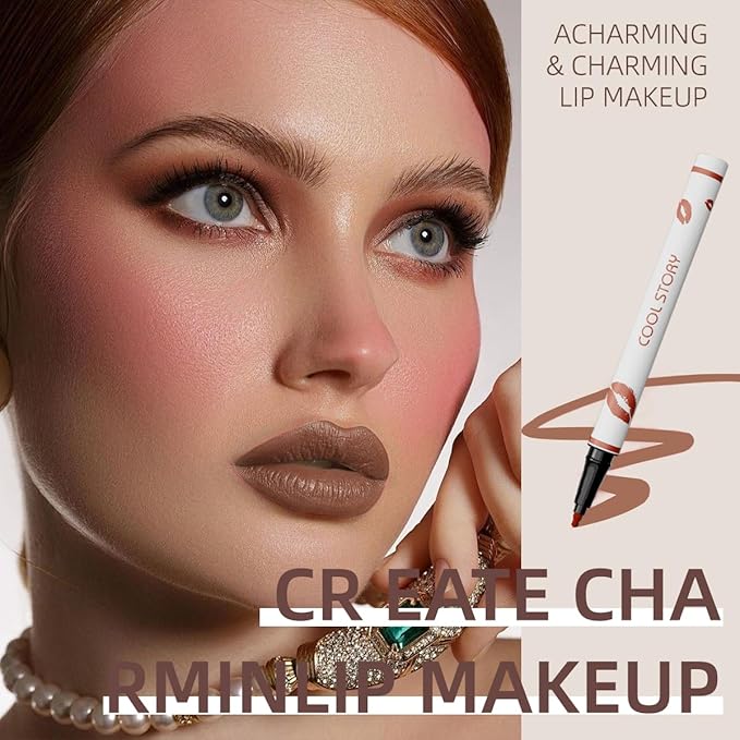 COOL STORY Matte Lip Liner Pencil - Waterproof, Non-Fading, Long-Lasting Plump Effect for Fuller Lips Makeup, Soft & Smooth Texture Easy Glide Lipstick (12#, Pack of 1)