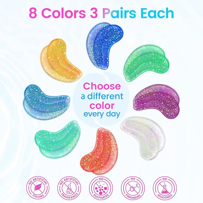 Onespring Eye Masks (8 Pairs) - Travel Essentials - Under Eye Patches for Dark Circles, Puffiness, Fine Lines with Collagen, Revitalises and Refreshes Your Skin, Bridesmaid Gifts for Her