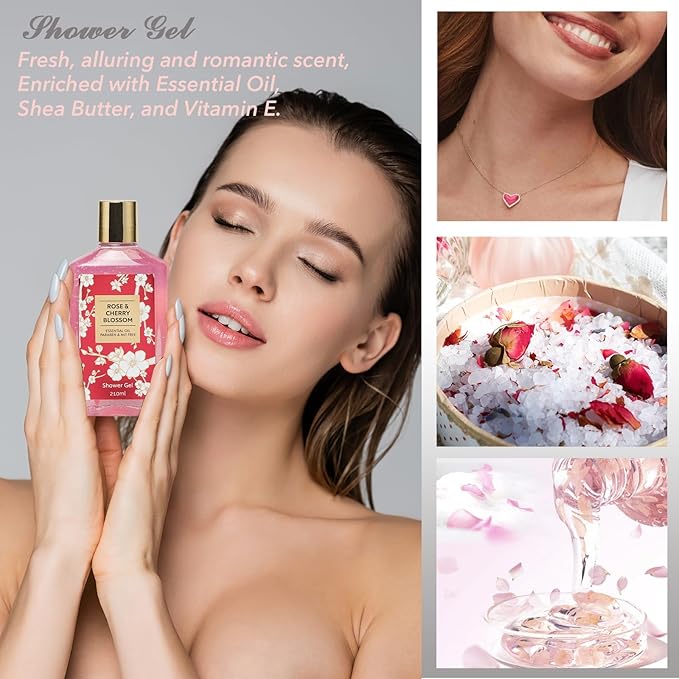 Valentines Day Gifts for Mom Spa Gift Set for Women 17Pcs Luxury Bath & Body Gift Set Beauty Care Kit with Necklace | Mothers Day, Birthday, Christmas Gifts for Her Wife Pampering Kit for Travel