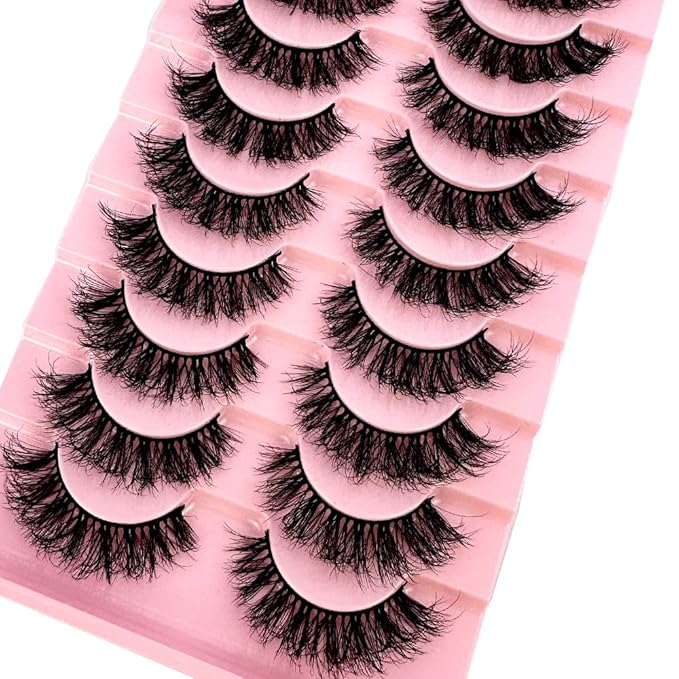 HBZGTLAD Soft Mink Eyelashes 3D Curl Winged End Eye Elongated Fake Lashes Thick Handmade Natural False Eyelash Messy Cross Lash Wholesale (WF81#)
