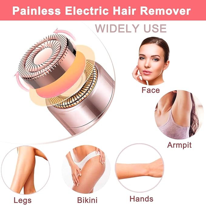 Facial Hair Removal for Women, Mini Hair Remover, Electric Razor Shaver Portable Bikini Epilator for Lips, Chin, Armpit, Peach Fuzz, Fingers, Neck, Cheek and USB Rechargeable (Blue)