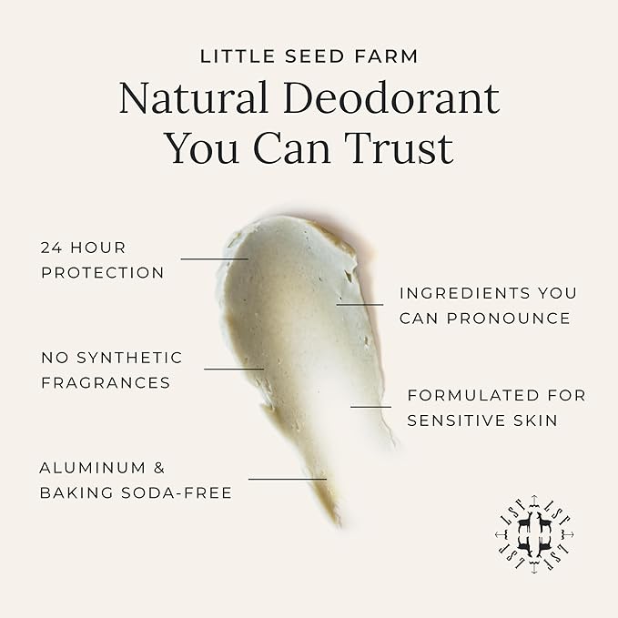 Little Seed Farm All Natural Deodorant Cream - Cedar Vanilla - Aluminum Free Deodorant for Women or Men, Net Wt. 2.4oz | 68g