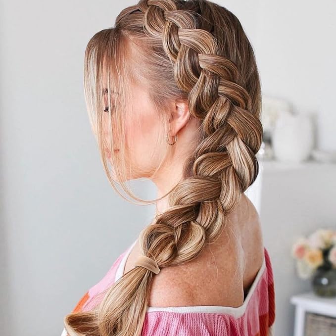 100 Pcs Thick Seamless Tan Hair Ties, Ponytail Holders Hair Accessories No Damage for Thick Hair Valentine's Day Gift(Light Blonde Colors)