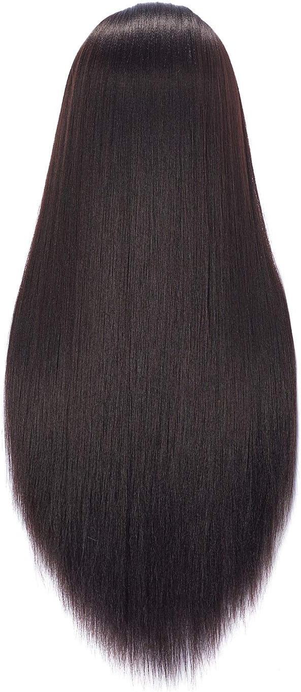 Hairingrid 26"-28" Mannequin Head Hair Styling Training Head Manikin Cosmetology Doll Head Synthetic Fiber Hair and Free Clamp Holder (Yaki-Black)